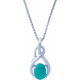 Collier argent rhodié 3,6g - oval 6x8mm cabochon - turquoise - 40cm