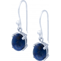 Boucles d'oreille argent rhodié 2g - oval 6x8mm cabochon - lapis lazuli
