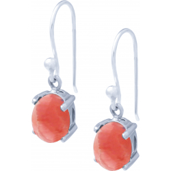 Boucles d'oreille argent rhodié 2g - oval 6x8mm cabochon - rhodochrosite