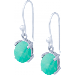 Boucles d'oreille argent rhodié 2g - oval 6x8mm cabochon - amazonite