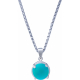 Collier argent rhodié 3,3g - rond 8mm cabochon - turquoise - 40cm