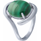 Bague argent rhodié 4,7g - oval 10x12mm cabochon - malachite - T50 à 64