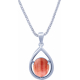 Collier argent rhodié 6,3g - oval 12x10mm cabochon - rhodocrosite - 45cm