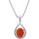 Collier argent rhodié 6,3g - oval 12x10mm cabochon - cornaline - 45cm