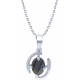 Collier argent rhodié 3,9g - oval 6x8mm cabochon - labradorite - 38+5cm