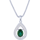 Collier argent rhodié 4,2g - oval 5x7mm facetté - quartz teinté vert - 30 topazes blanches - 45cm