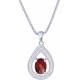 Collier argent rhodié 4,2g - oval 5x7mm facetté - grenat - 30 topazes blanches - 45cm