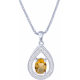 Collier argent rhodié 4,2g - oval 5x7mm facetté - citrine - 30 topazes blanches - 45cm