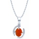 Collier argent rhodié 3,9g - oval 6x8mm cabochon - cornaline - 38+5cm