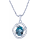 Collier argent rhodié 4,8g - oval 7x9mm facetté - london topaz - 44 topazes blanches - 45cm