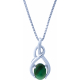 Collier argent rhodié 3,6g - oval 6x8mm cabochon - malachite - 40cm