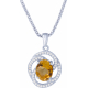 Collier argent rhodié 4,8g - oval 7x9mm facetté - citrine - 44 topazes blanches - 45cm