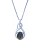 Collier argent rhodié 3,6g - oval 6x8mm cabochon - labradorite - 40cm