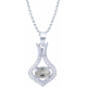 Collier argent rhodié 4,2g - oval 4x6mm facetté - cristal de roche - 25 topazes blanches - 38+5cm