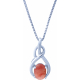 Collier argent rhodié 3,6g - oval 6x8mm cabochon - rhodocrosite - 40cm