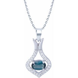 Collier argent rhodié 4,2g - oval 4x6mm facetté - london topaz - 25 topazes blanches - 38+5cm