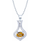 Collier argent rhodié 4,2g - oval 4x6mm facetté - citrine - 25 topazes blanches - 38+5cm