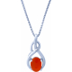 Collier argent rhodié 3,6g - oval 6x8mm cabochon - cornaline - 40cm