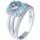 Bague argent rhodié 4g - rond 9mm - topaze bleue - Taille 50 à 64