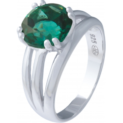 Bague argent rhodié 4g - rond 9mm - quartz vert teinté - Taille 50 à 64