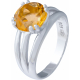 Bague argent rhodié 4g - rond 9mm - citrine - Taille 50 à 64