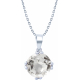 Collier argent rhodié 3,6g - rond 9mm facetté - cristal de roche - 38+5cm