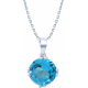 Collier argent rhodié 3,6g - rond 9mm facetté - topaze bleue - 38+5cm