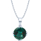 Collier argent rhodié 3,6g - rond 9mm facetté - quartz teinté vert - 38+5cm