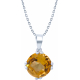 Collier argent rhodié 3,6g - rond 9mm facetté - citrine - 38+5cm