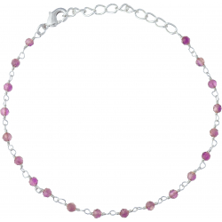 Bracelet argent rhodié 1,7g - boules facettées améthyste 3-4mm - longueur : 16+4cm