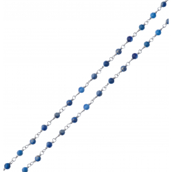 Collier argent rhodié 3g - boules facettées lapis lazuli 3-4mm - longueur : 42+5cm