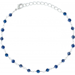 Bracelet argent rhodié 1,7g - boules facettées lapis lazuli 3-4mm - longueur : 16+4cm