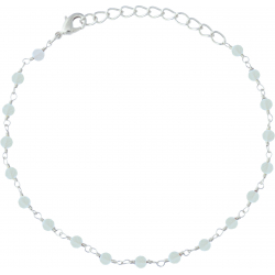 Bracelet argent rhodié 1,7g - boules facettées aigue marine 3-4mm - longueur : 16+4cm