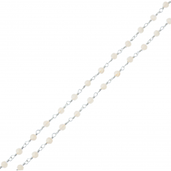 Collier argent rhodié 3g - boules facettées pierre de lune 3-4mm - longueur : 42+5cm