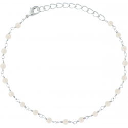 Bracelet argent rhodié 1,7g - boules facettées pierre de lune 3-4mm - longueur : 16+4cm