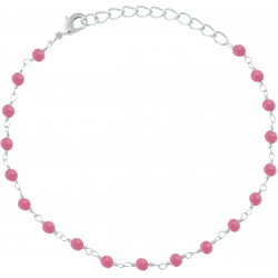 Bracelet argent rhodié 1,7g - boules facettées tourmaline rose 3-4mm - longueur : 16+4cm