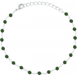 Bracelet argent rhodié 1,7g - boules facettées aventurine verte 3-4mm - longueur : 16+4cm