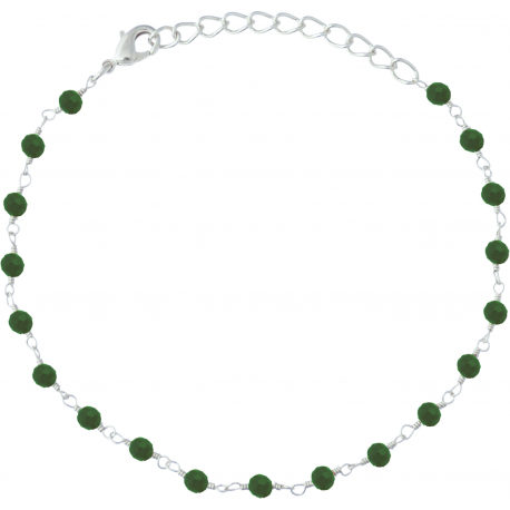 Bracelet argent rhodié 1,7g - boules facettées aventurine verte 3-4mm - longueur : 16+4cm