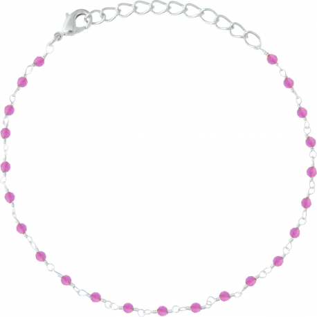 Bracelet argent rhodié 1,7g - boules facettées améthyste 2-2.5mm - longueur : 16+4cm