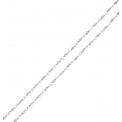 Collier argent rhodié 2,6g - boules facettées labradorite 2-2.5mm - longueur : 38+5cm