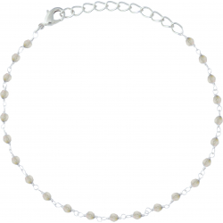 Bracelet argent rhodié 1,7g - boules facettées labradorite 2-2.5mm - longueur : 16+4cm