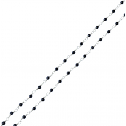 Collier argent rhodié 2,6g - boules facettées spinelle noire 2-2.5mm - longueur : 38+5cm
