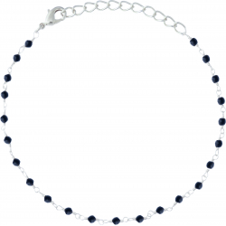 Bracelet argent rhodié 1,7g - boules facettées spinelle noire 2-2.5mm - longueur : 16+4cm