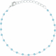 Bracelet argent rhodié 1,7g - boules facettées calcédoine teintée bleue 2-2.5mm - longueur : 16+4cm