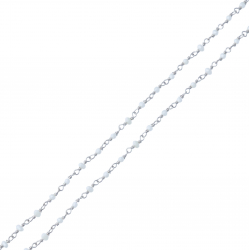 Collier argent rhodié 2,6g - boules facettées perle véritable  2-2.5mm - longueur : 38+5cm