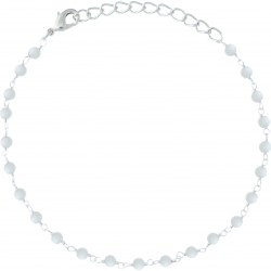 Bracelet argent rhodié 1,7g - boules facettées perle véritable  2-2.5mm - longueur : 16+4cm