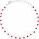 Bracelet argent rhodié 1,7g - boules facettées rubis teinté 2-2.5mm - longueur : 16+4cm