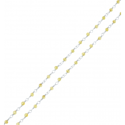 Collier argent rhodié 2,6g - boules facettées péridot 2-2.5mm - longueur : 38+5cm