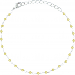 Bracelet argent rhodié 1,7g - boules facettées péridot 2-2.5mm - longueur : 16+4cm