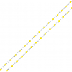 Collier argent rhodié 2,6g - boules facettées quartzite teintée jaune 2-2.5mm - longueur : 38+5cm